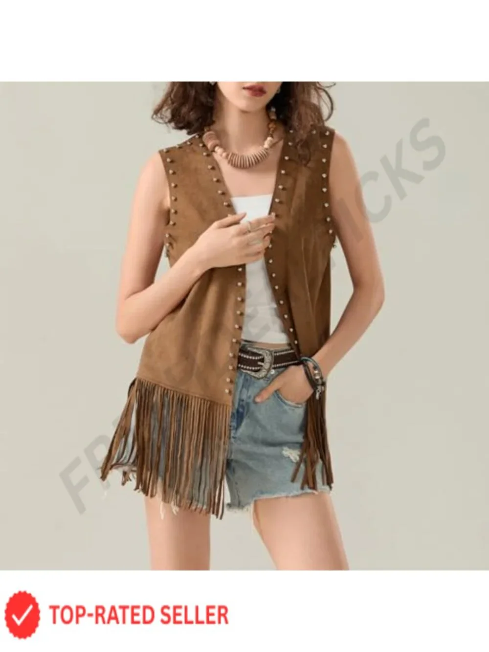 Fringe Vest Women Sleeveless Western Cowgirl Faux Suede Tassel Cardigan Hippie